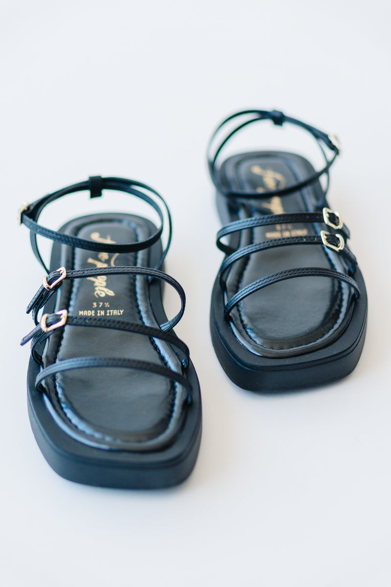 Free People: Fionna Strappy Platform Sandals in Black