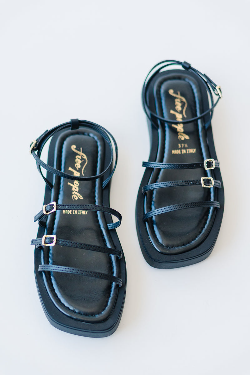 Free People: Fionna Strappy Platform Sandals in Black