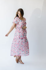 The Sparrow Puff Sleeve Midi Dress in Burgundy Floral