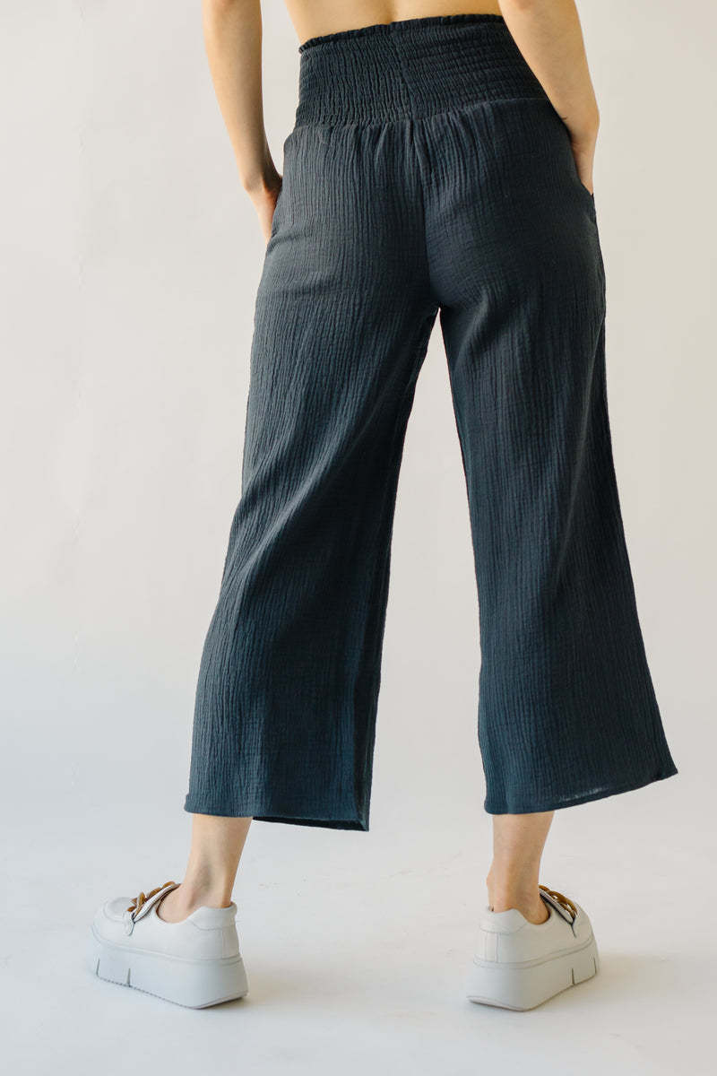 The McKellar Wide Leg Gauze Pant in Navy