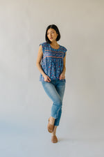 The Inga Babydoll Blouse in Faded Denim