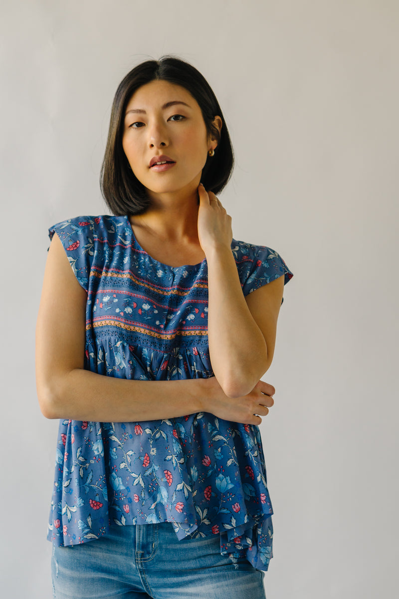 The Inga Babydoll Blouse in Faded Denim