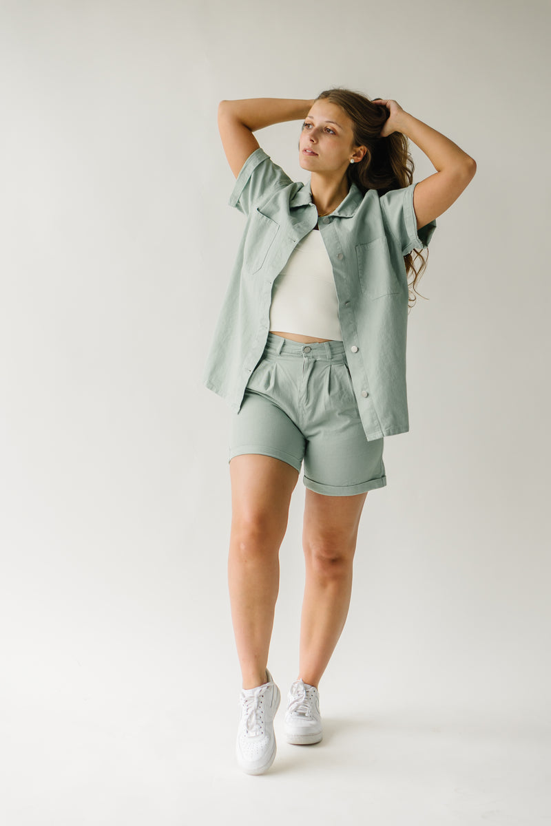 The Dory Button-Up Shorts in Sage
