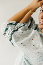 The McMillan Eyelet Detail Blouse in Blue