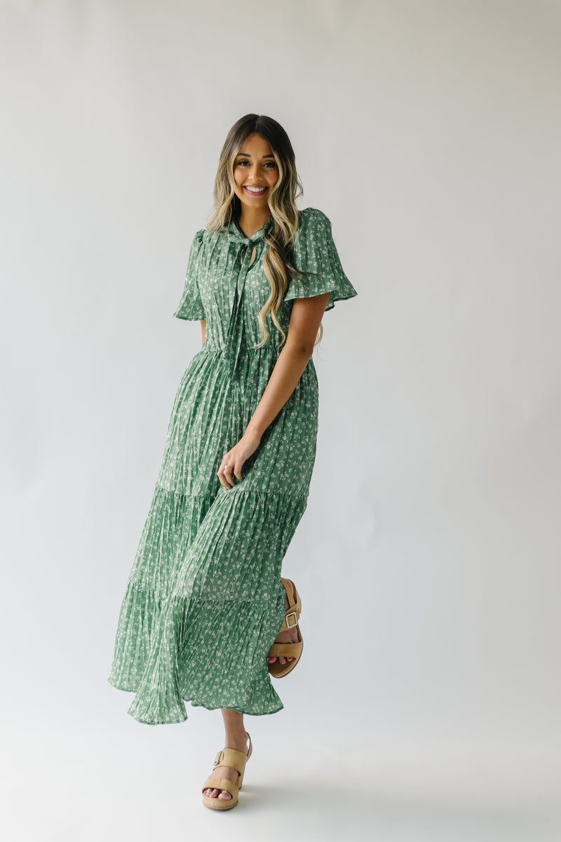 The Wheatley Tie Detail Maxi Dress in Green
