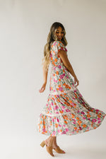 The Azula Tiered Floral Maxi Dress in Natural