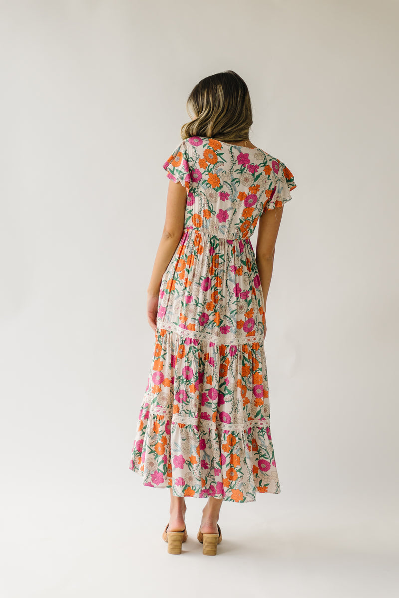 The Azula Tiered Floral Maxi Dress in Natural