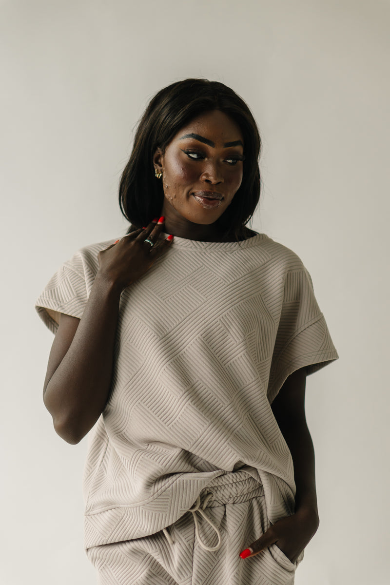 The Lenny Textured Top in Warm Grey