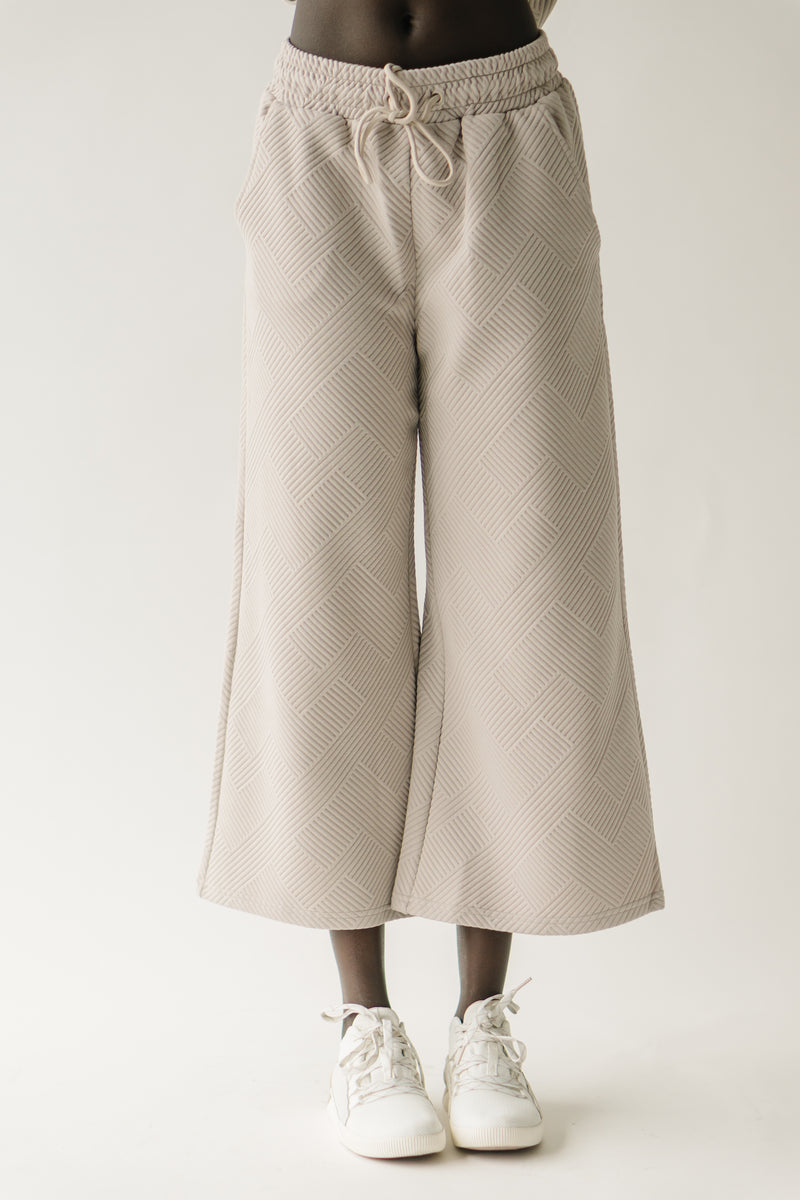 The Ronnie Textured Wide Leg Pant in Warm Grey