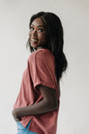 The Johannah Striped Detail Tee in Mauve