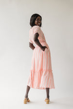 The Abbotsford Textured Maxi Dress in Coral Stripe