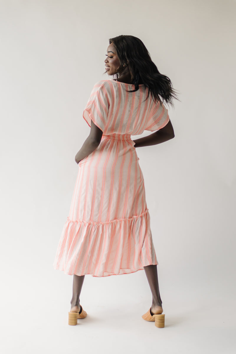 The Abbotsford Textured Maxi Dress in Coral Stripe