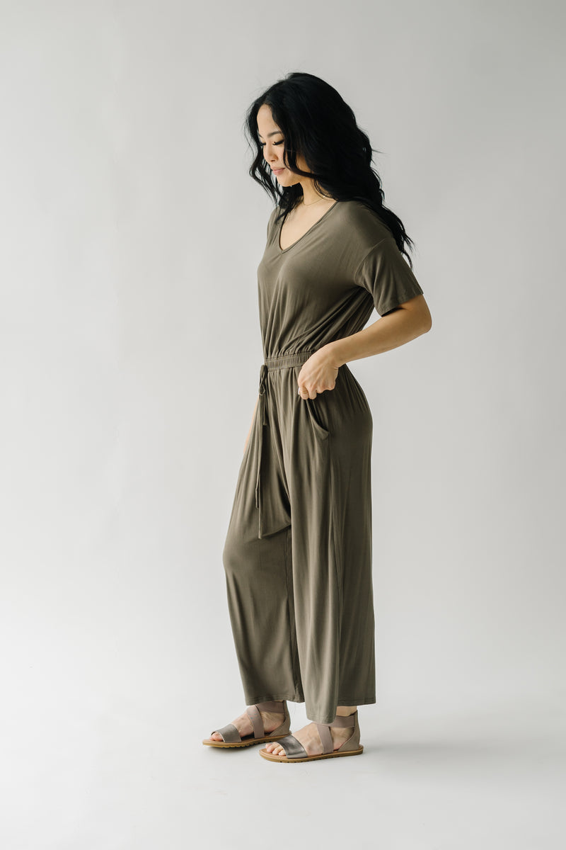 The Bellingham V-Neck Jumpsuit in Olive