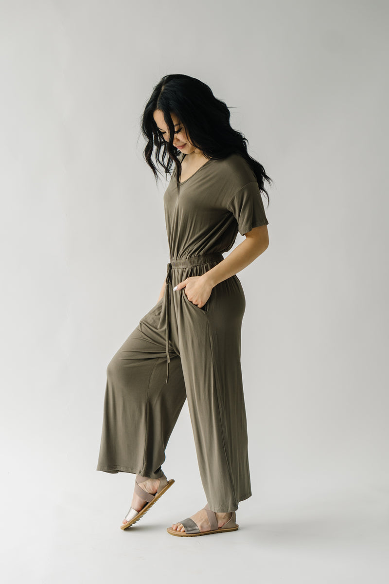 The Bellingham V-Neck Jumpsuit in Olive
