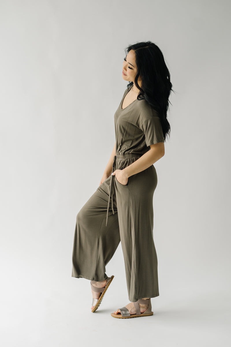 The Bellingham V-Neck Jumpsuit in Olive