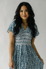 The Delgado Smocked Floral Dress in Blue Multi