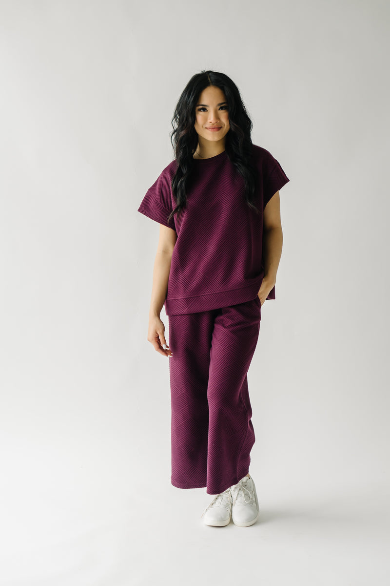 The Ronnie Textured Wide Leg Pant in Plum