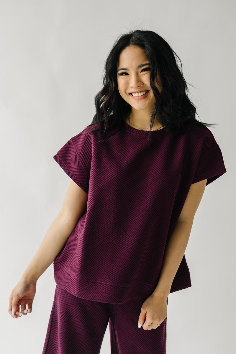 The Lenny Textured Top in Plum