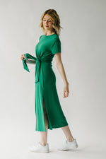 The Cortina Tie Detail Midi Dress in Kelly Green