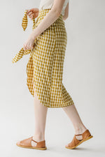 The Yancy Gingham Patterned Skirt in Mustard + White