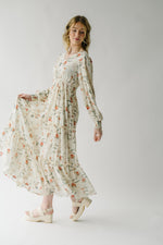 The Water Lily Tiered Maxi Dress in Cream Floral