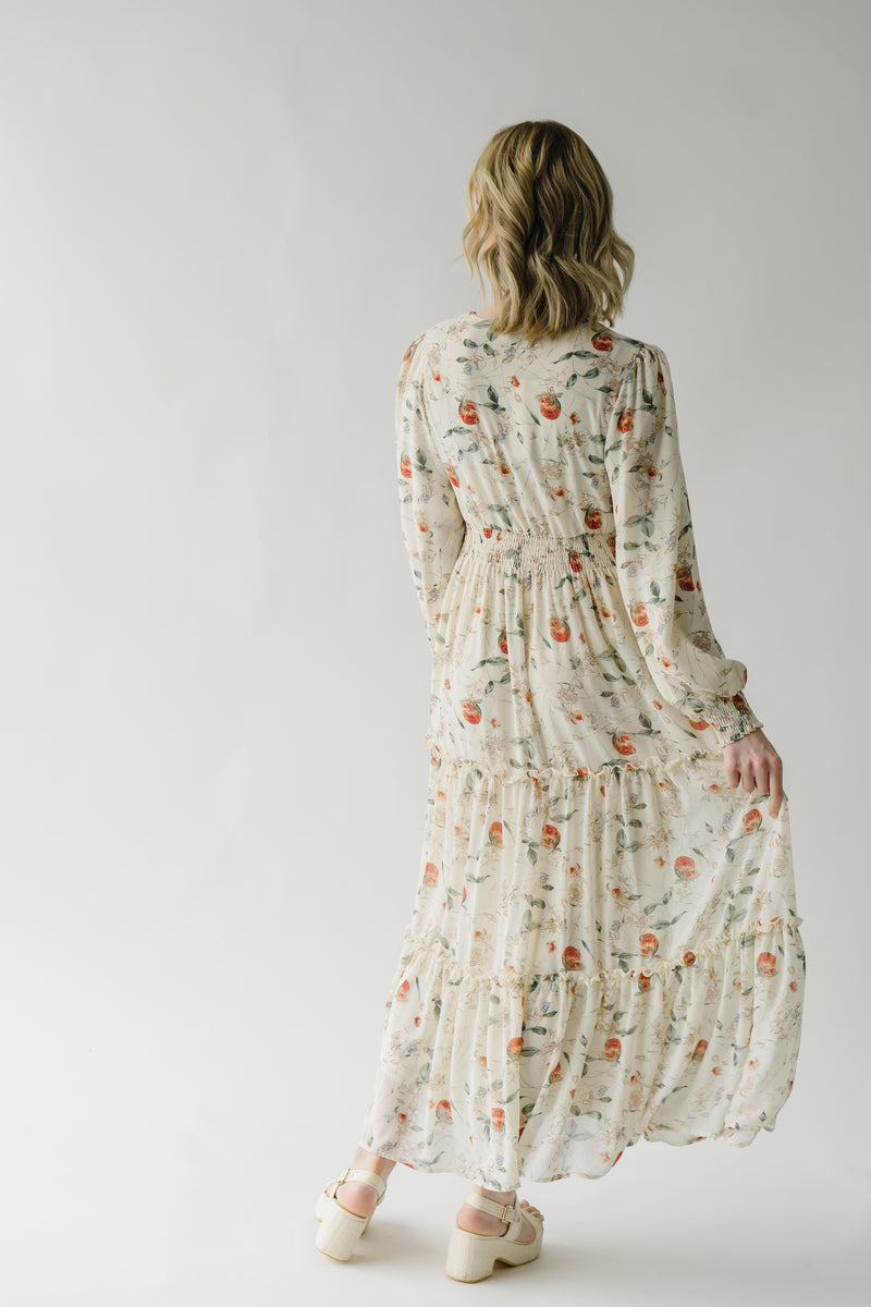 The Water Lily Tiered Maxi Dress in Cream Floral