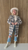 The Catford Plaid Button Down Coat in Blue