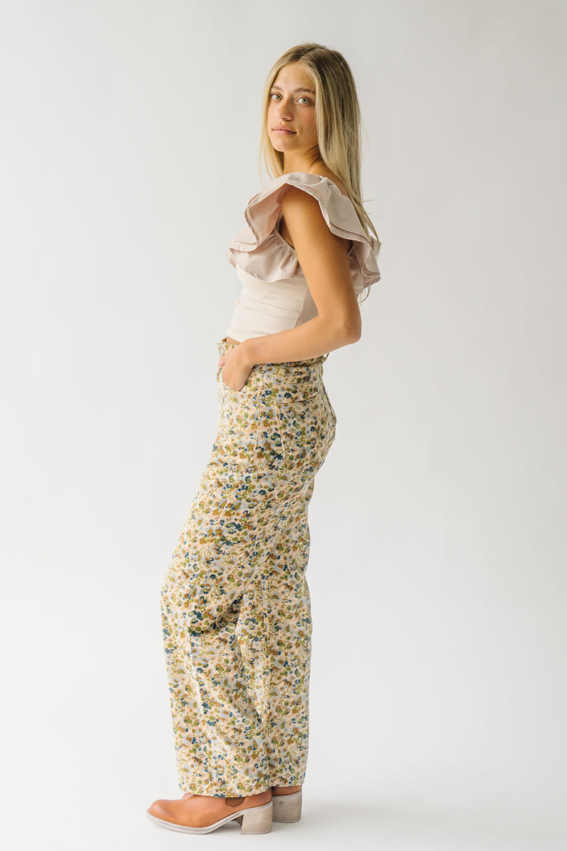 The Beth Corduroy Pants in Mustard Floral