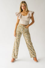 The Beth Corduroy Pants in Mustard Floral