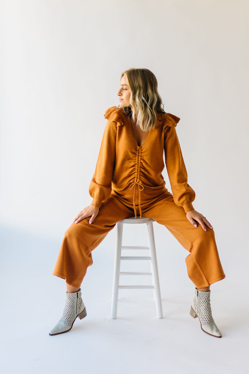 The Puth Straight Leg Sweater Pant in Rust