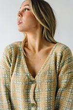 The Wells Plaid Button-Up Sweater in Mustard