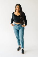 The Amir Fur Detail Cropped Sweater in Black