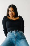 The Amir Fur Detail Cropped Sweater in Black