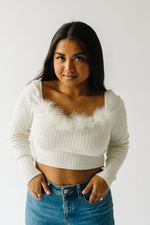 The Amir Fur Detail Cropped Sweater in Off White