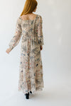 Piper & Scoot: The Corvallis Long Sleeved Maxi Dress in Beige Multi