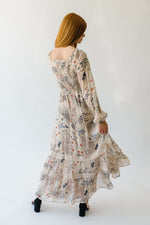 Piper & Scoot: The Corvallis Long Sleeved Maxi Dress in Beige Multi