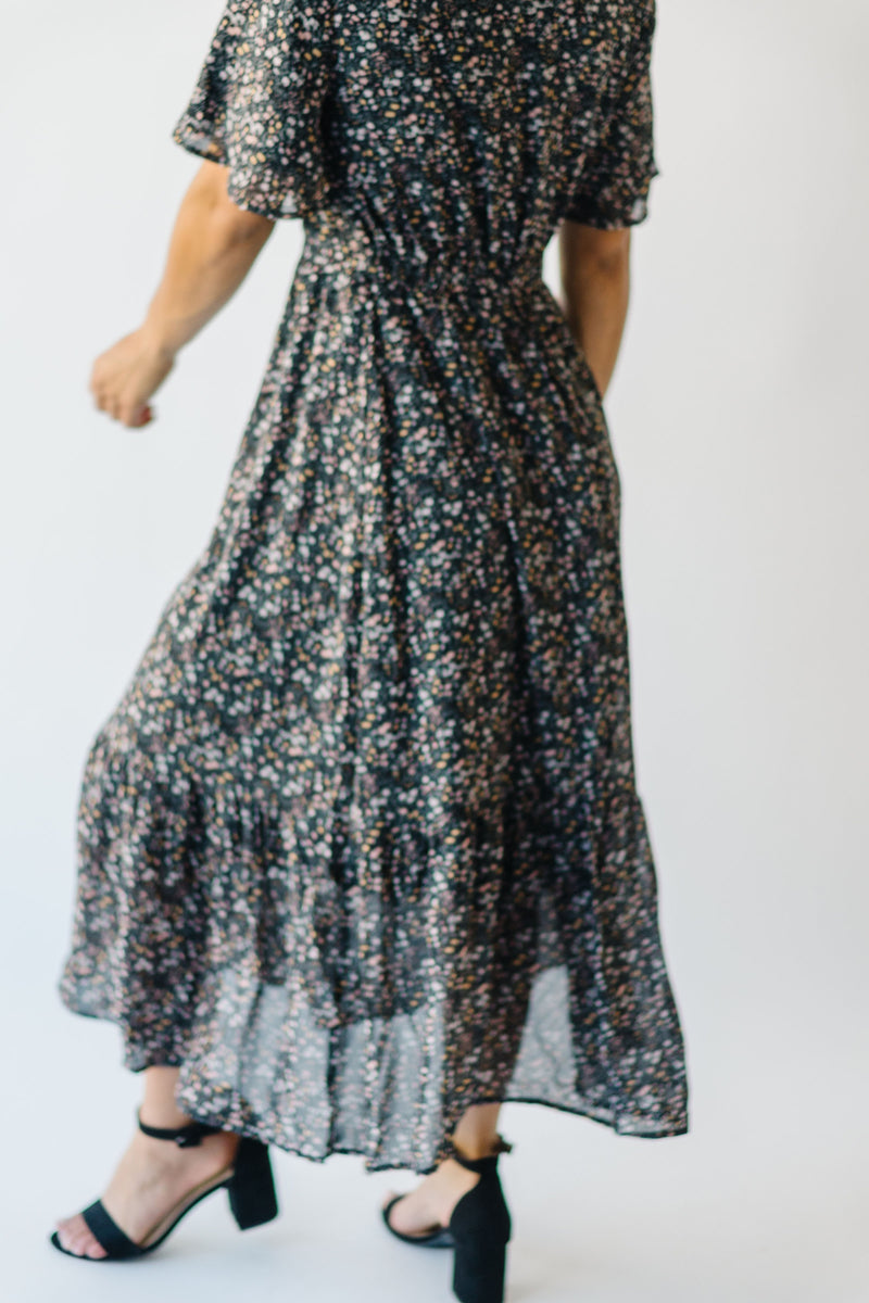 The Kaitlyn Whimsical Maxi Dress in Black Floral
