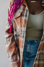The Hazen Oversized Plaid Shacket in Brick
