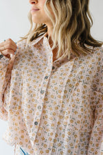 The Stanny Patterned Button Up Blouse in Blush