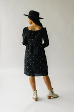 The Wilkes Embroidered Square Neck Dress in Black