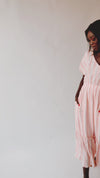 The Abbotsford Textured Maxi Dress in Coral Stripe