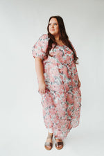 The Sparrow Puff Sleeve Midi Dress in Burgundy Floral