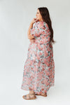 The Sparrow Puff Sleeve Midi Dress in Burgundy Floral