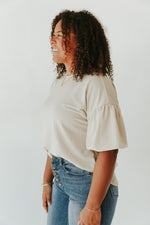 The Beaumont Bubble Sleeve Blouse in Stone