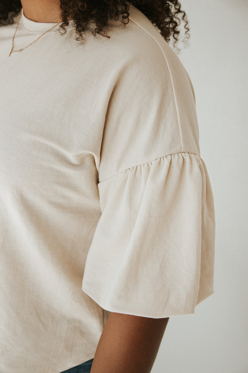 The Beaumont Bubble Sleeve Blouse in Stone