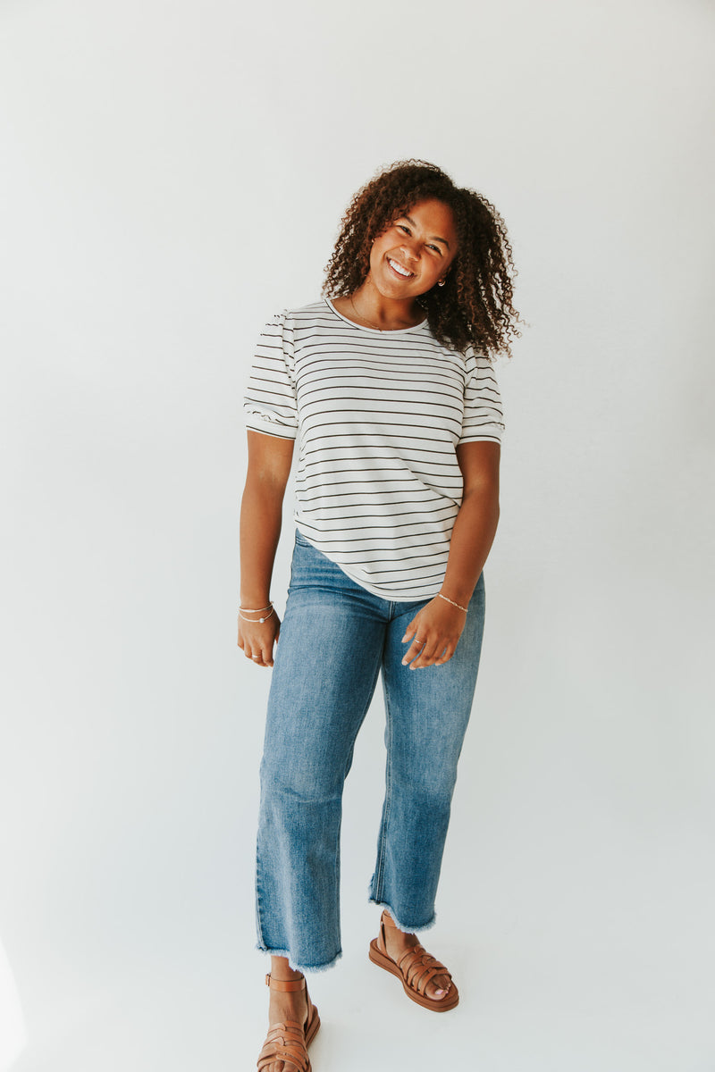 The Sunmore Stripe Tee in Ivory + Black