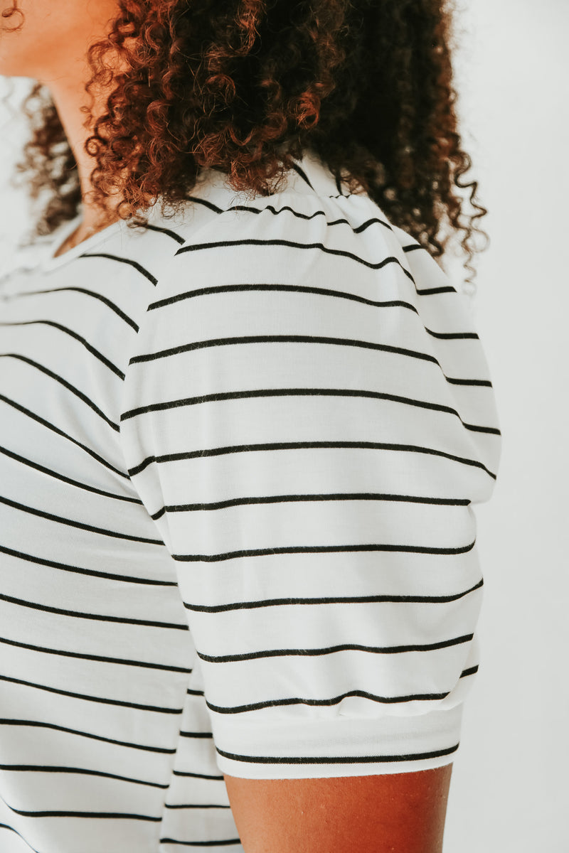 The Sunmore Stripe Tee in Ivory + Black