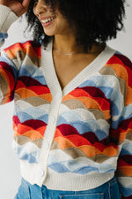 The Kelowna Scalloped Cardigan in Red Multi