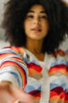 The Kelowna Scalloped Cardigan in Red Multi