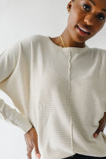 The Feller Textured Sweater in Cream, studio shot; front view